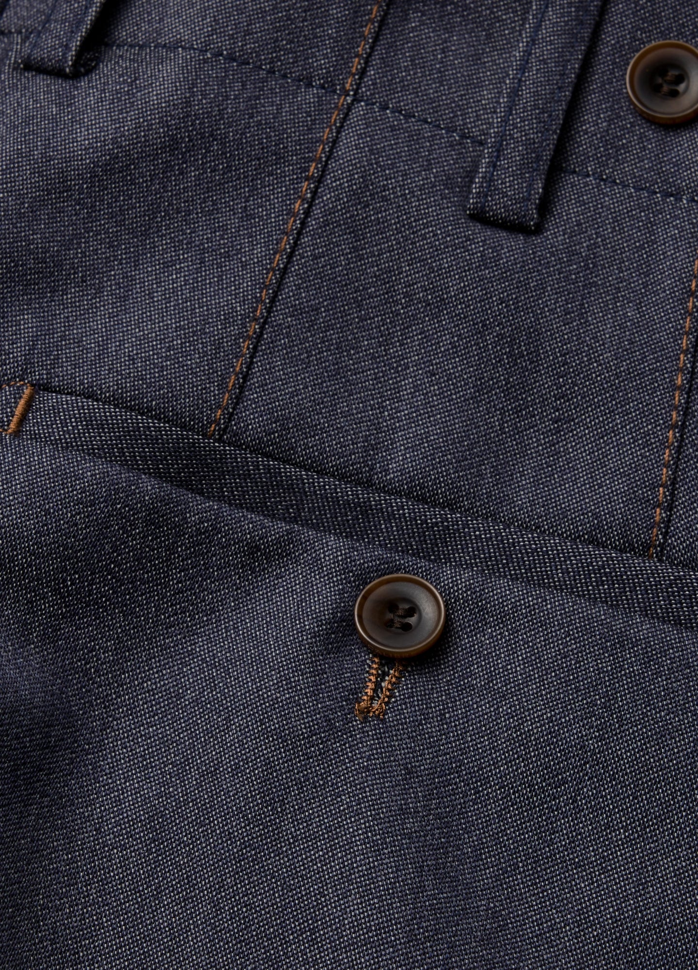 Wool Denim Suit Pants Navy