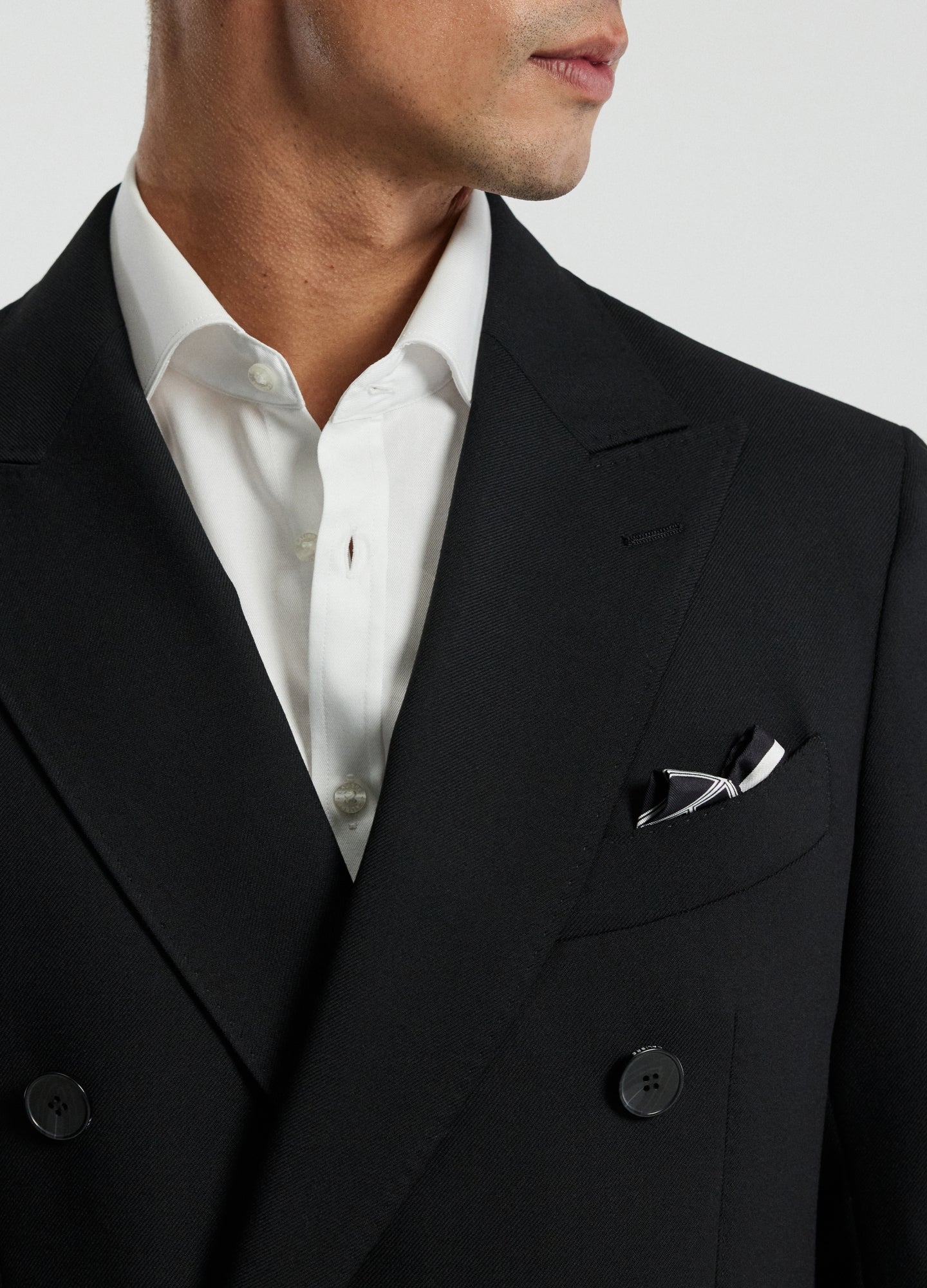 Wool Double-Breasted Blazer Black
