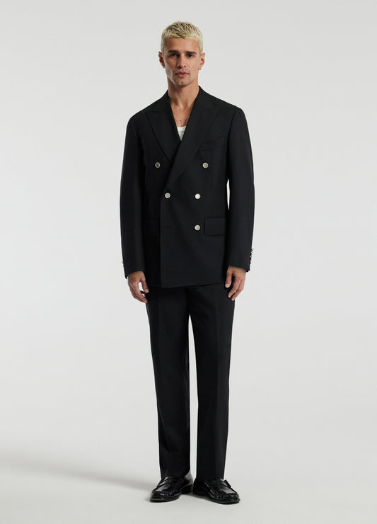 Wool Double-Breasted Blazer Black