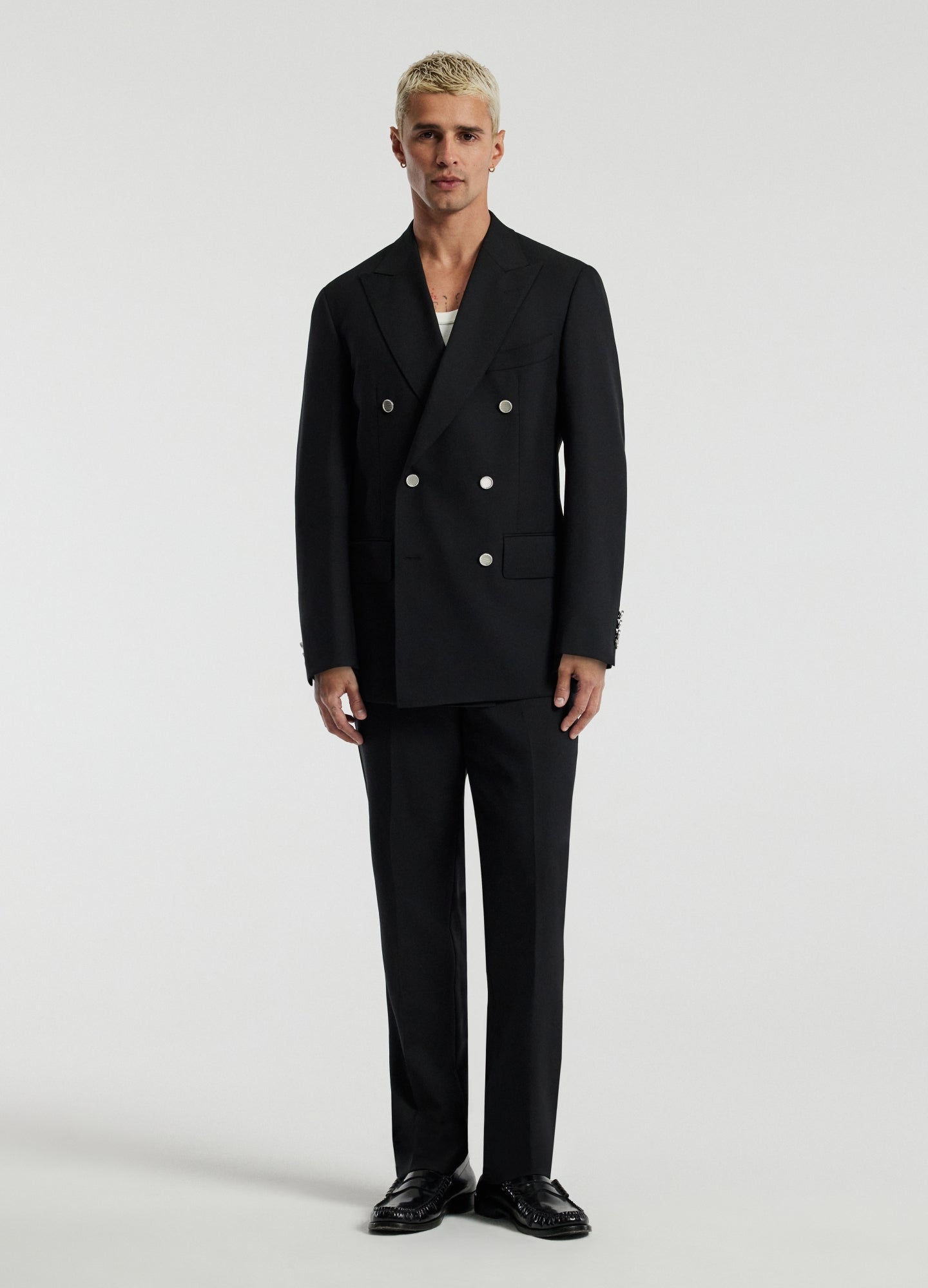 Wool Double-Breasted Blazer Black