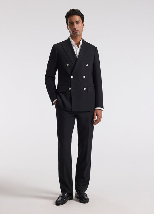 Wool Double-Breasted Blazer Black