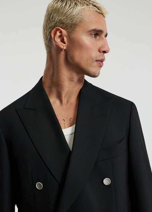 Wool Double-Breasted Blazer Black