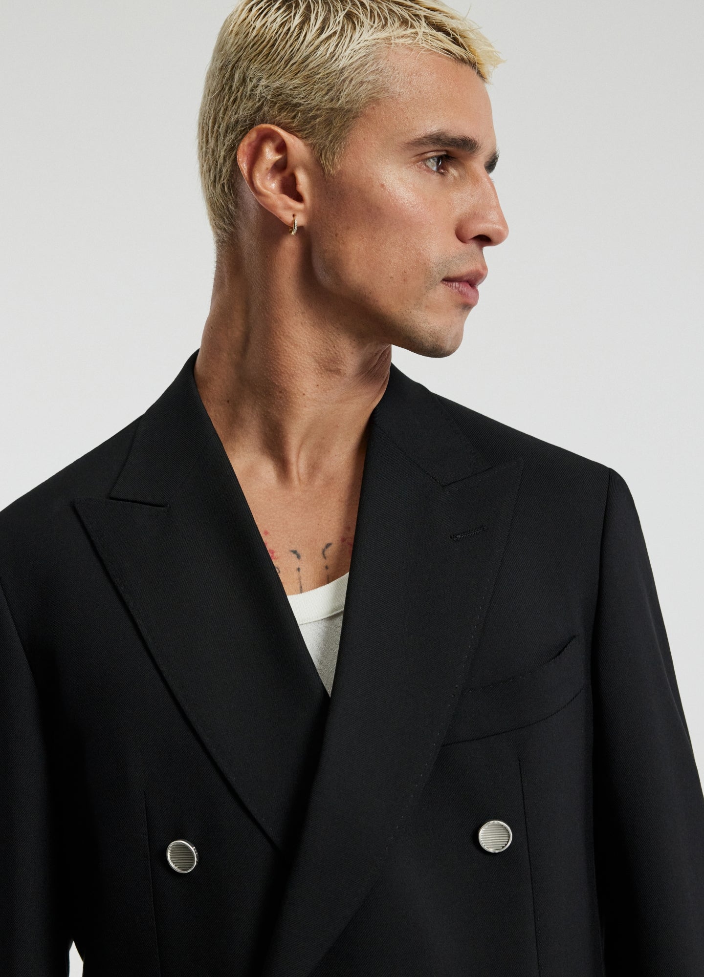 Wool Double-Breasted Blazer Black