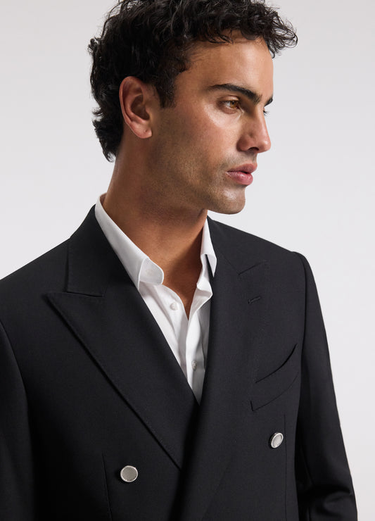 Wool Double-Breasted Blazer Black