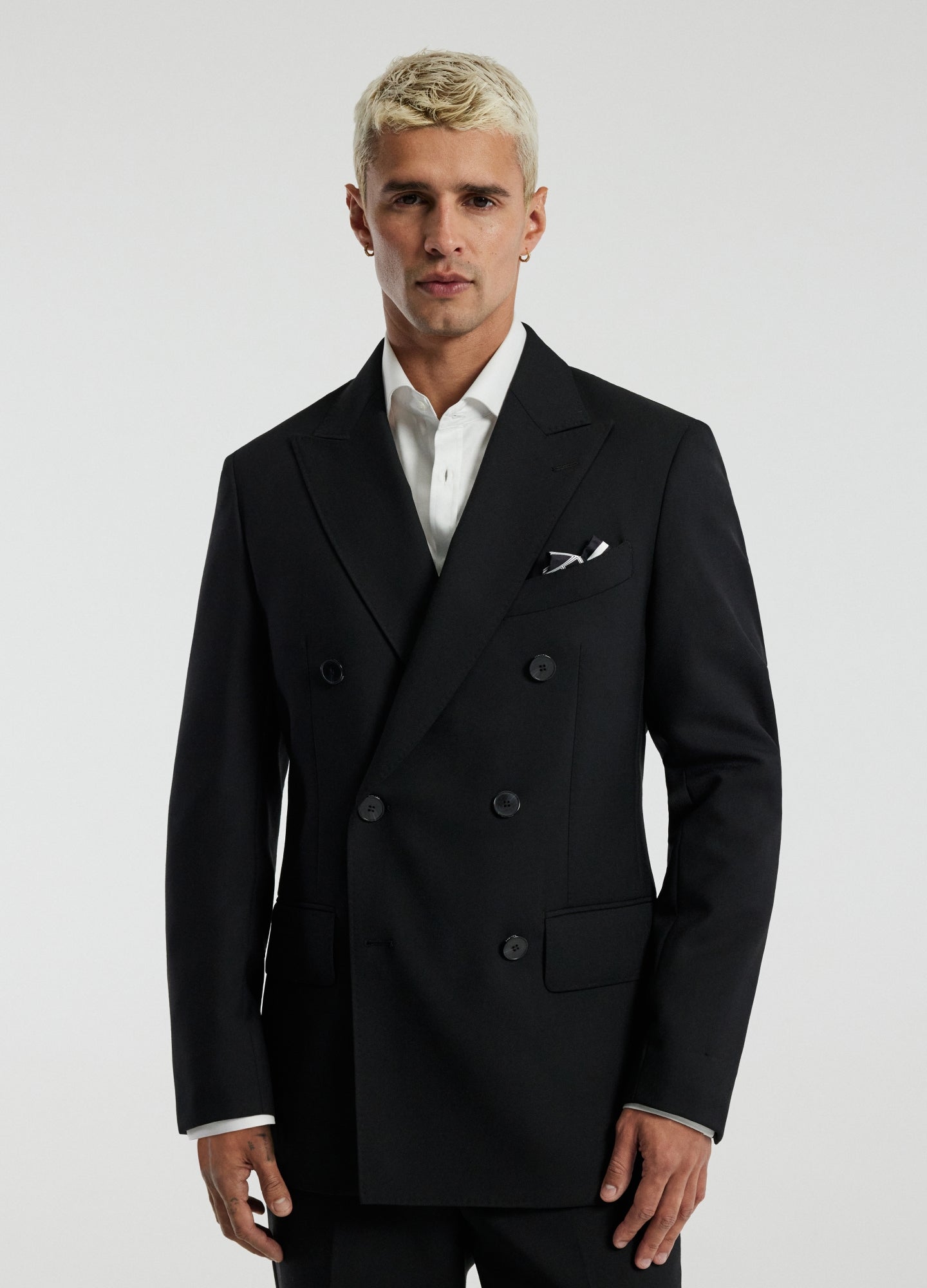Wool Double-Breasted Blazer Black