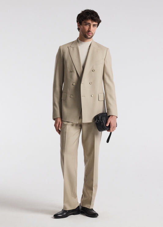 Wool Double-Breasted Blazer Sand