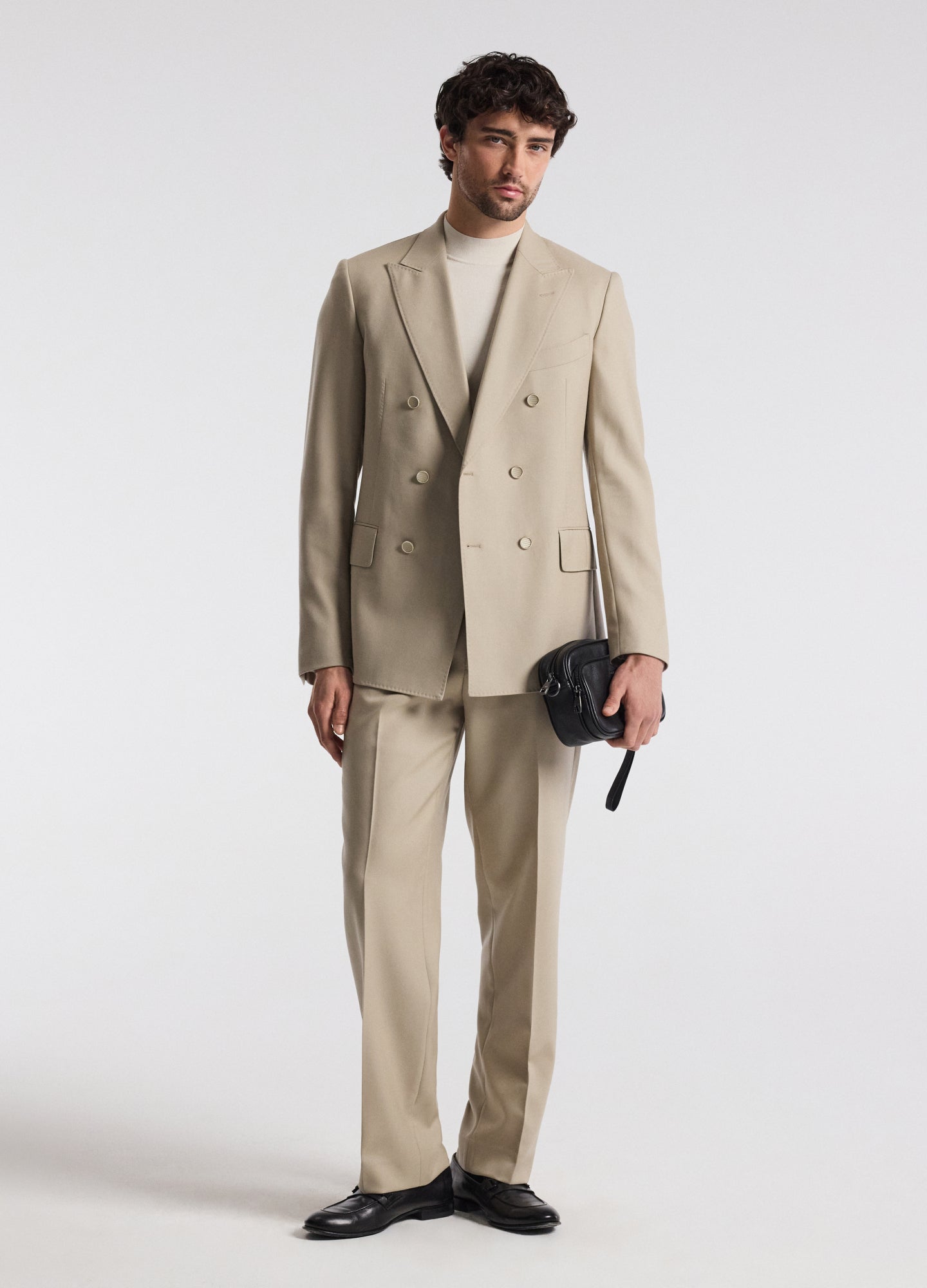 Wool Double-Breasted Blazer Sand