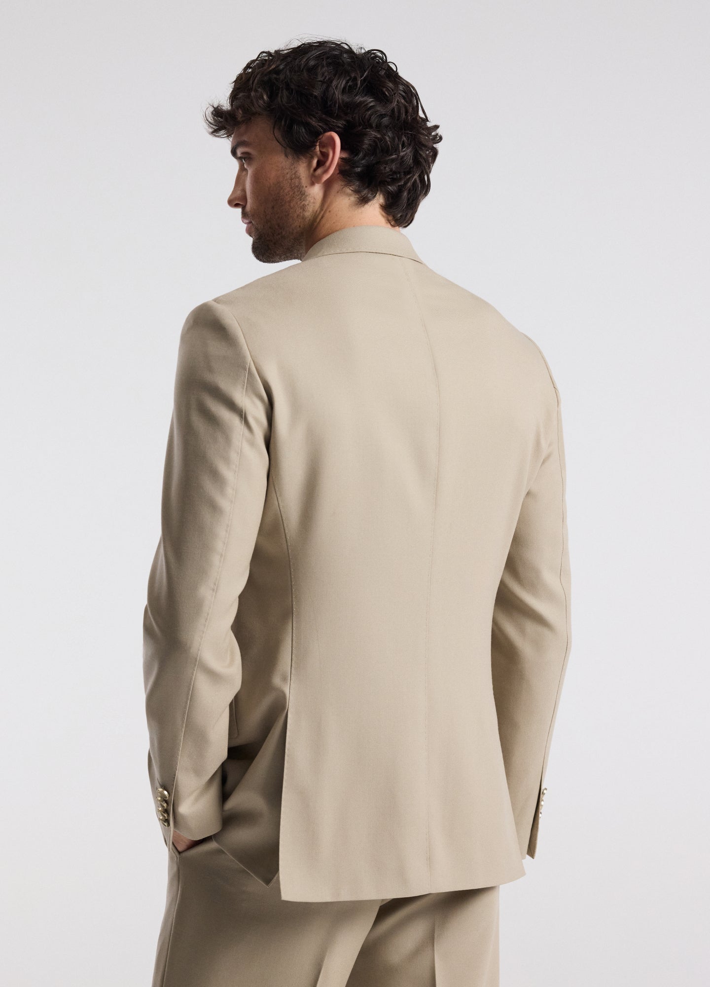 Wool Double-Breasted Blazer Sand