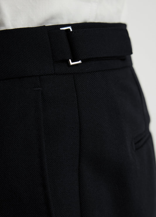 Tab Detail Wool Pants Black