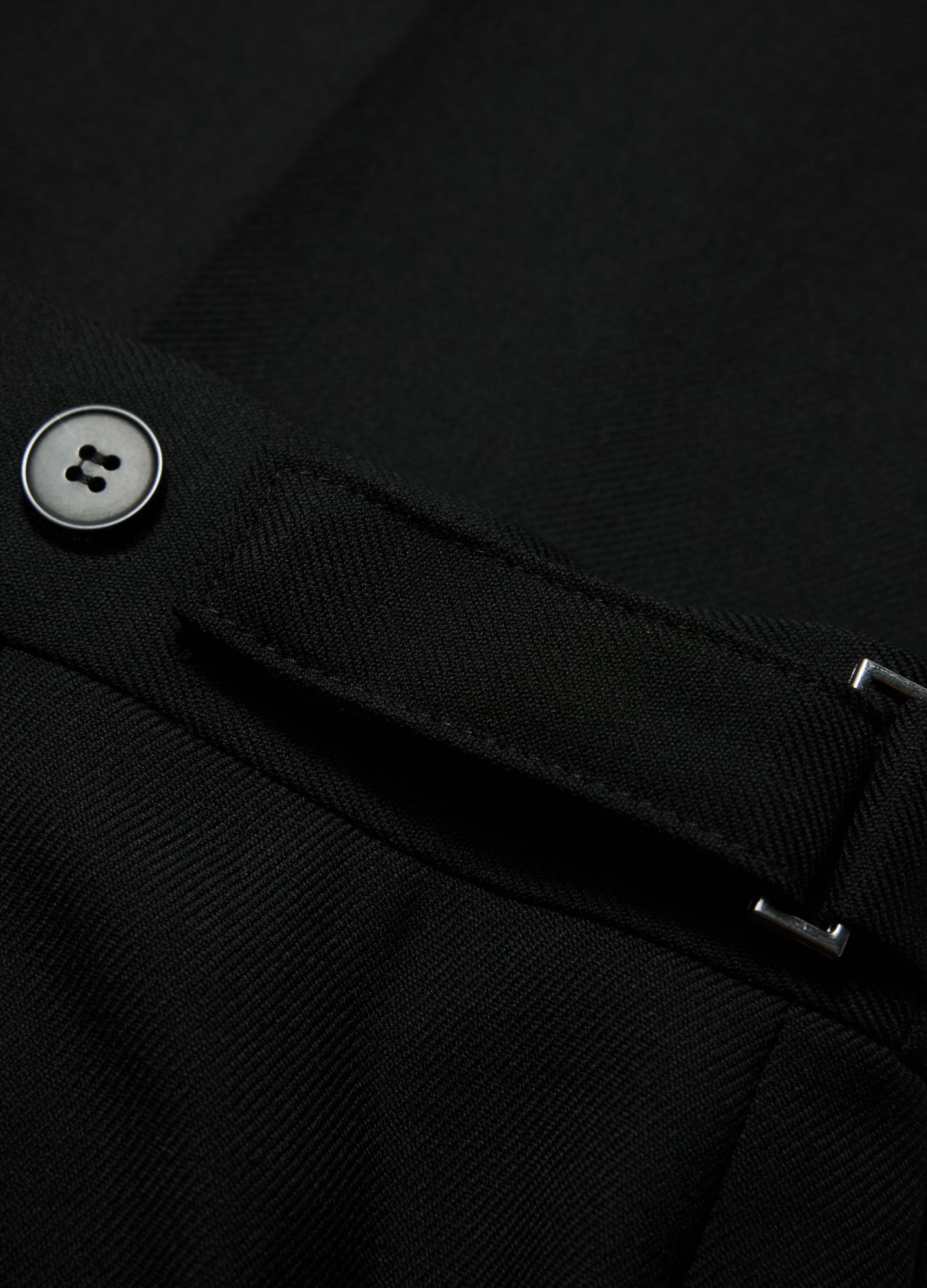 Tab Detail Wool Pants Black