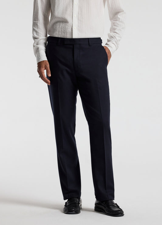 Tab Detail Wool Pants Navy