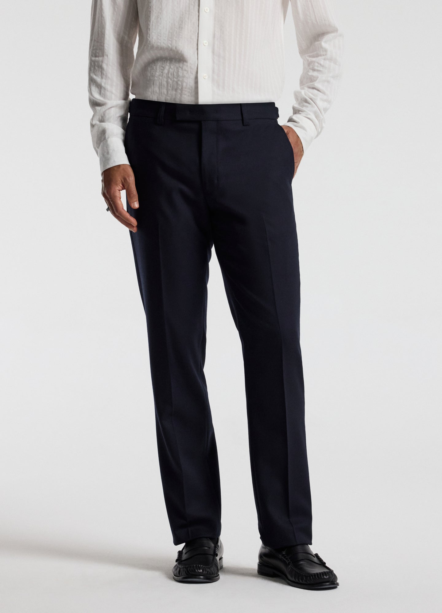 Tab Detail Wool Pants Navy