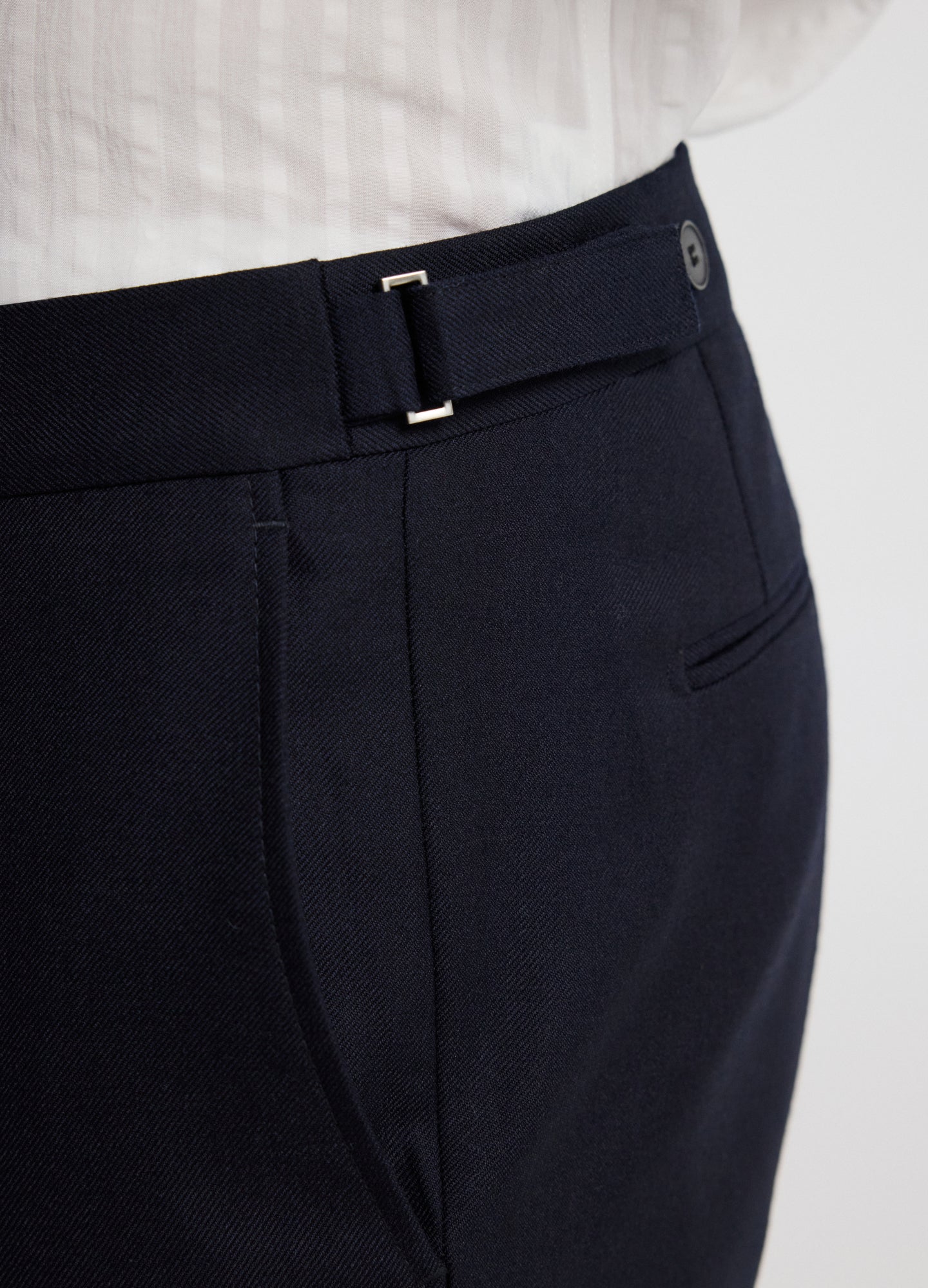 Tab Detail Wool Pants Navy
