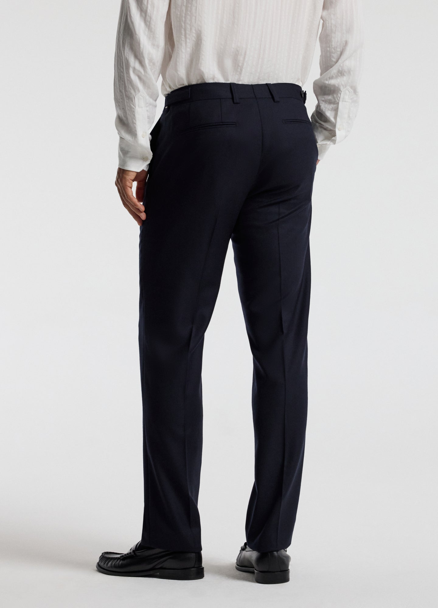 Tab Detail Wool Pants Navy