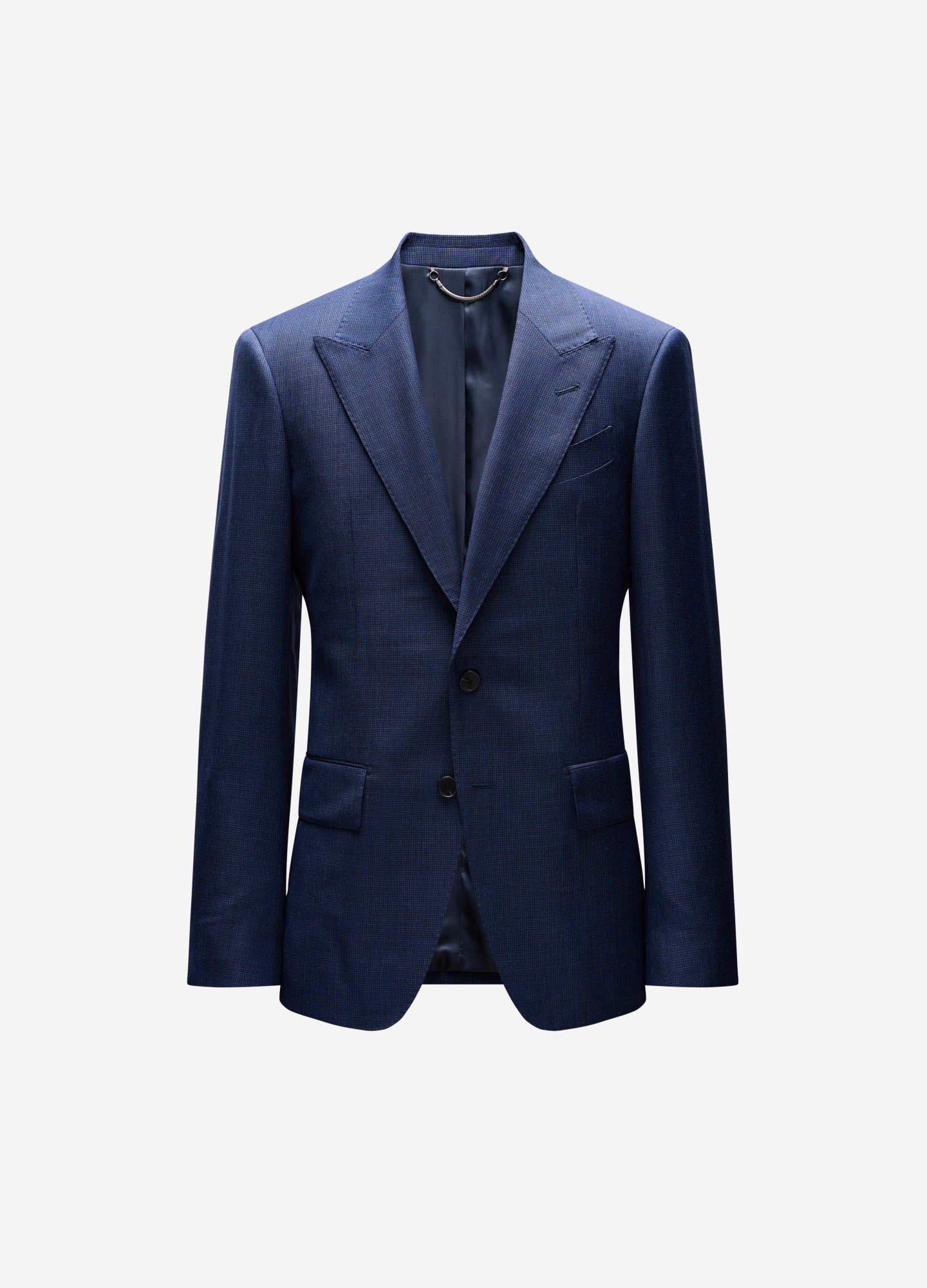 Micro Check Wool Suit Jacket Royal Blue