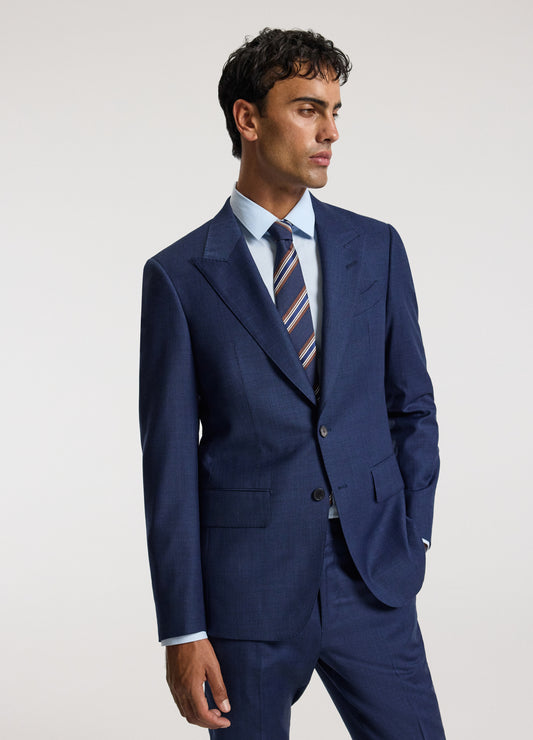 Micro Check Wool Suit Jacket Royal Blue