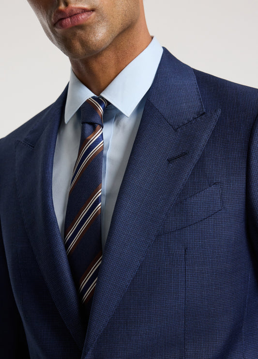Micro Check Wool Suit Jacket Royal Blue