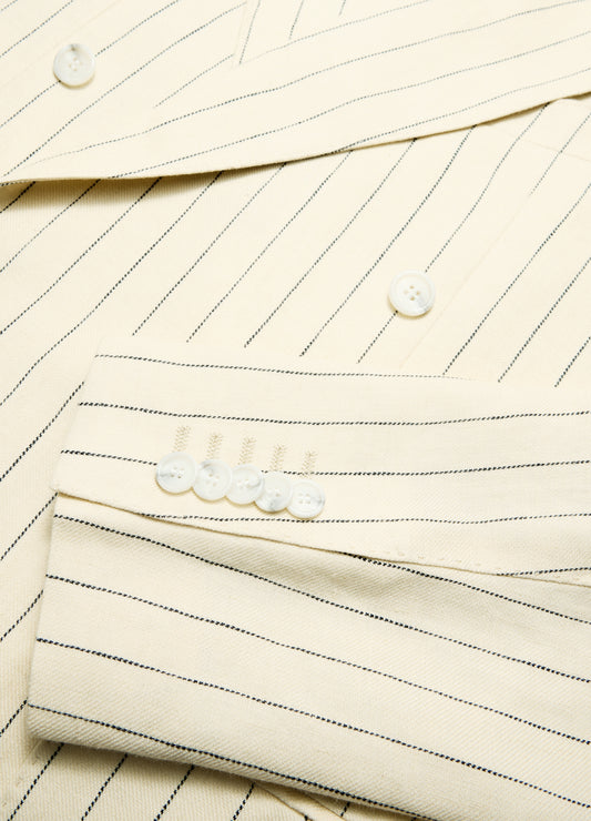 Striped Double-Breasted Suit Jacket Bone