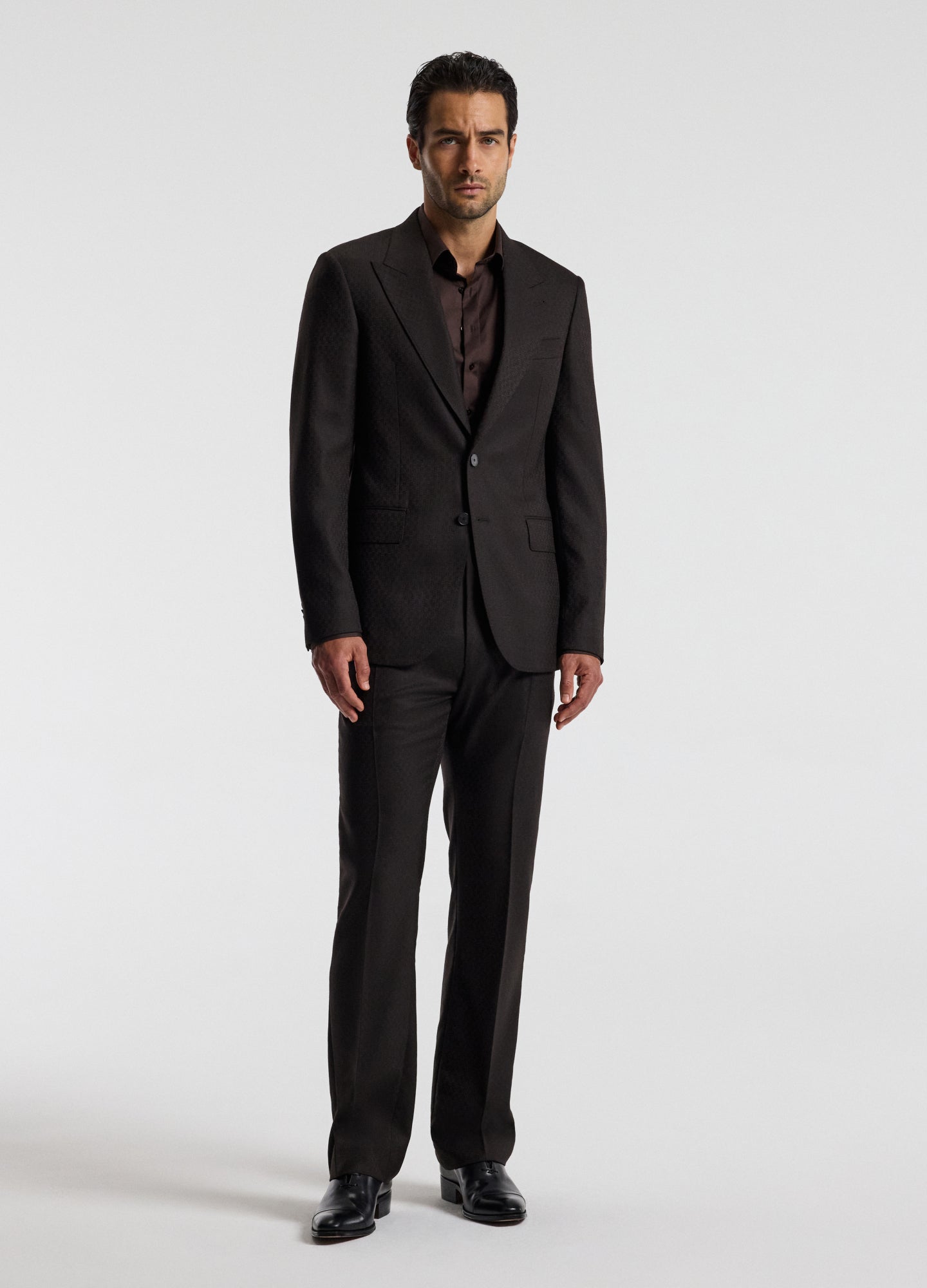 Jacquard Wool Suit Jacket Chocolate