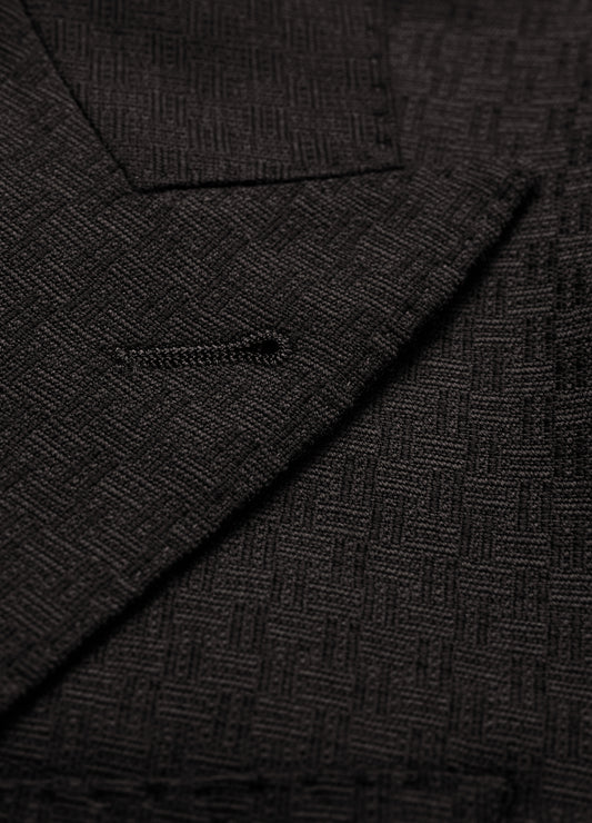 Jacquard Wool Suit Jacket Chocolate