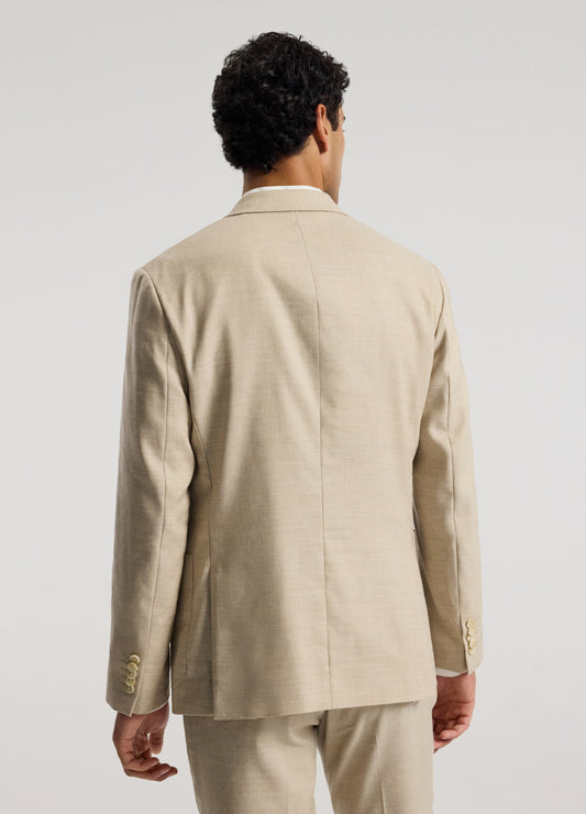 Linen Wool Double-Breasted Suit Jacket Natural
