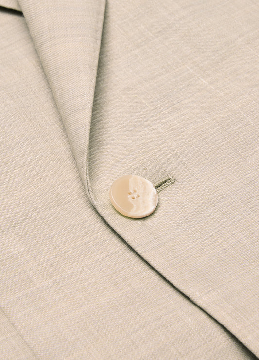 Linen Wool Double-Breasted Suit Jacket Natural