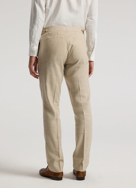 Slim Linen Wool Suit Pants Natural
