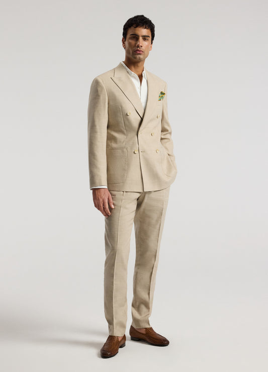 Slim Linen Wool Suit Pants Natural