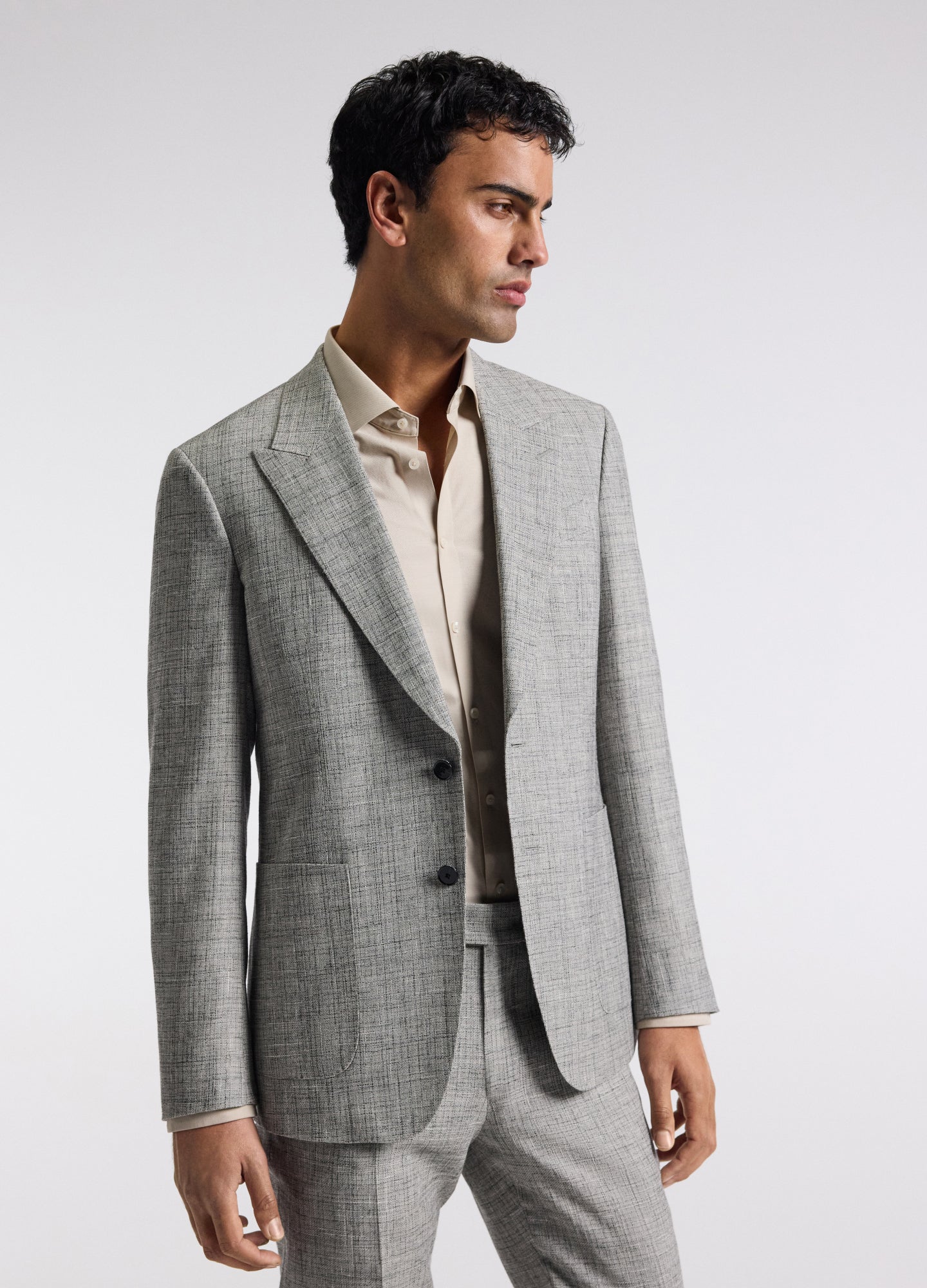 Crossweave Suit Jacket Silver