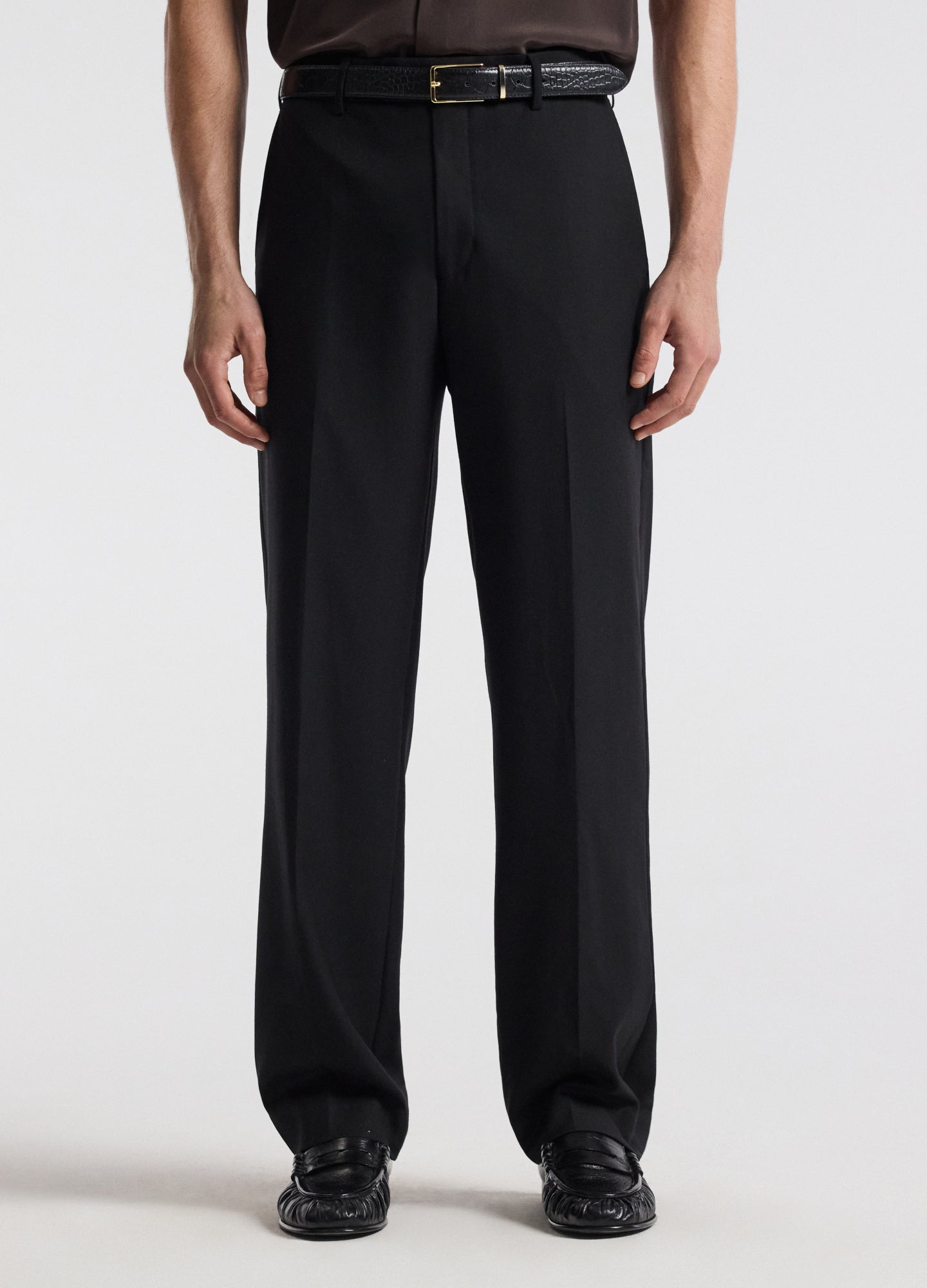 Straight Leg Wool Pants Black