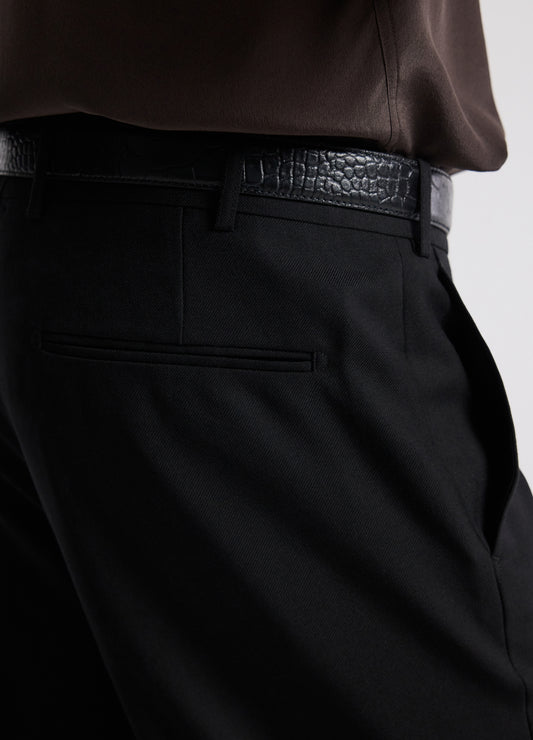 Straight Leg Wool Pants Black