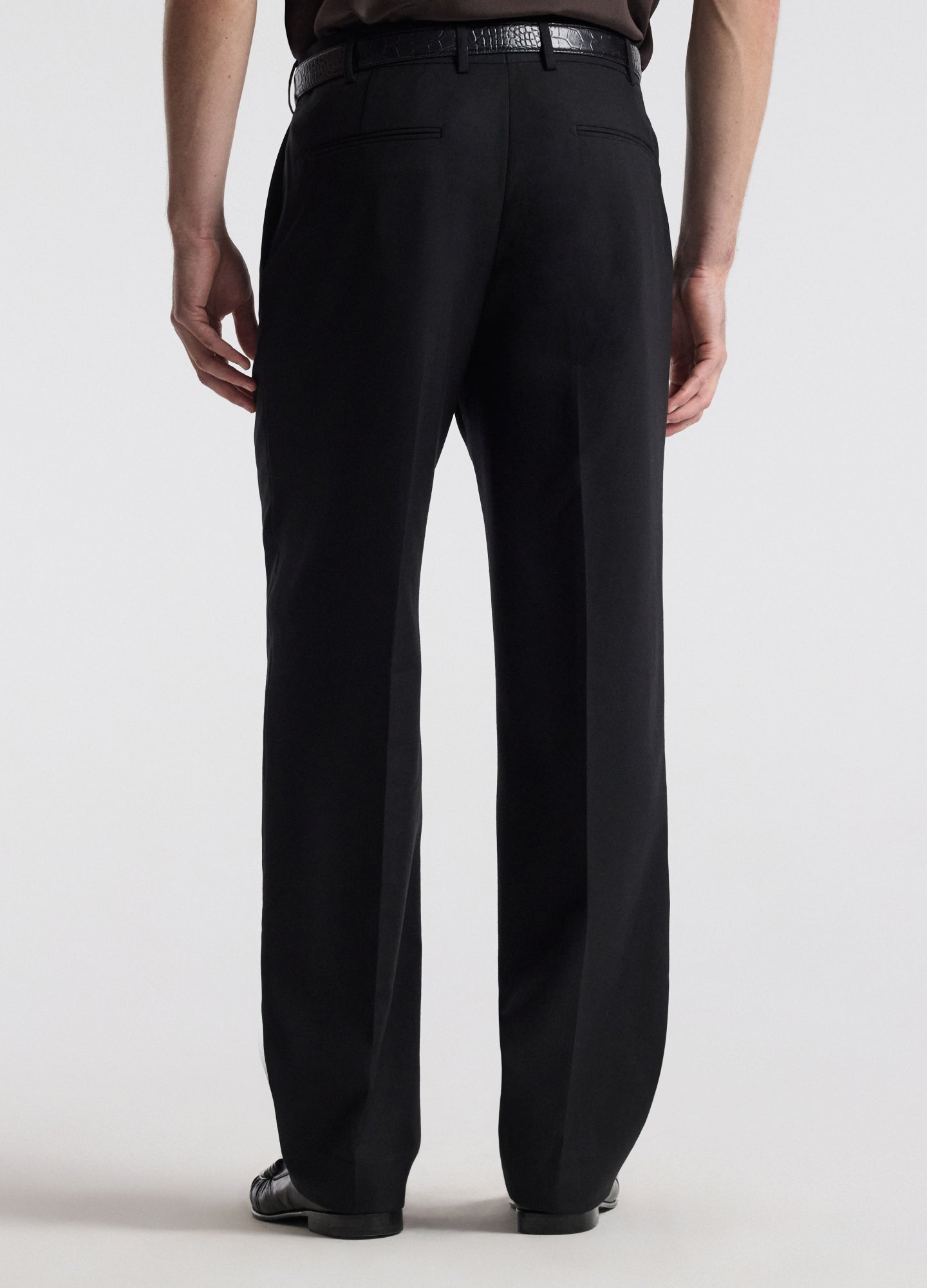 Straight Leg Wool Pants Black