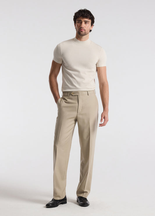 Straight Leg Wool Pants Sand