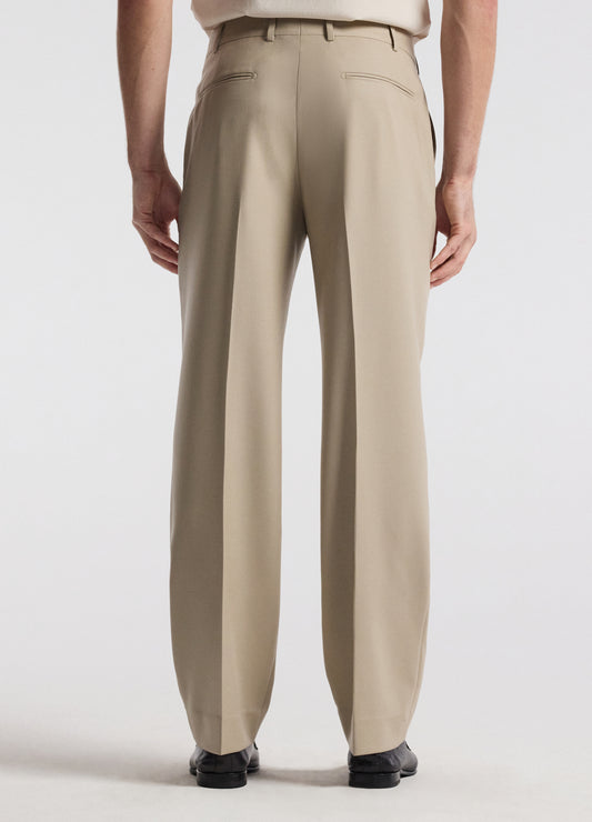 Straight Leg Wool Pants Sand