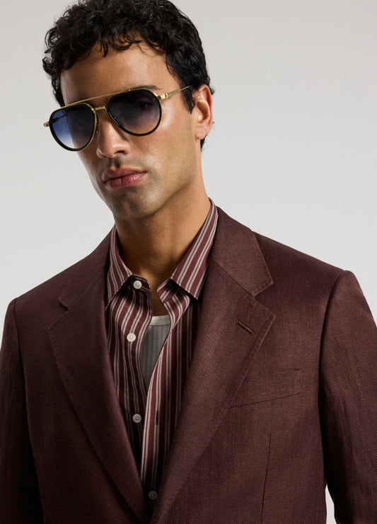 Twill Linen Blend Suit Jacket Bourbon