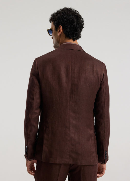 Twill Linen Blend Suit Jacket Bourbon