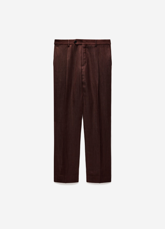 Twill Linen Blend Suit Pants Bourbon