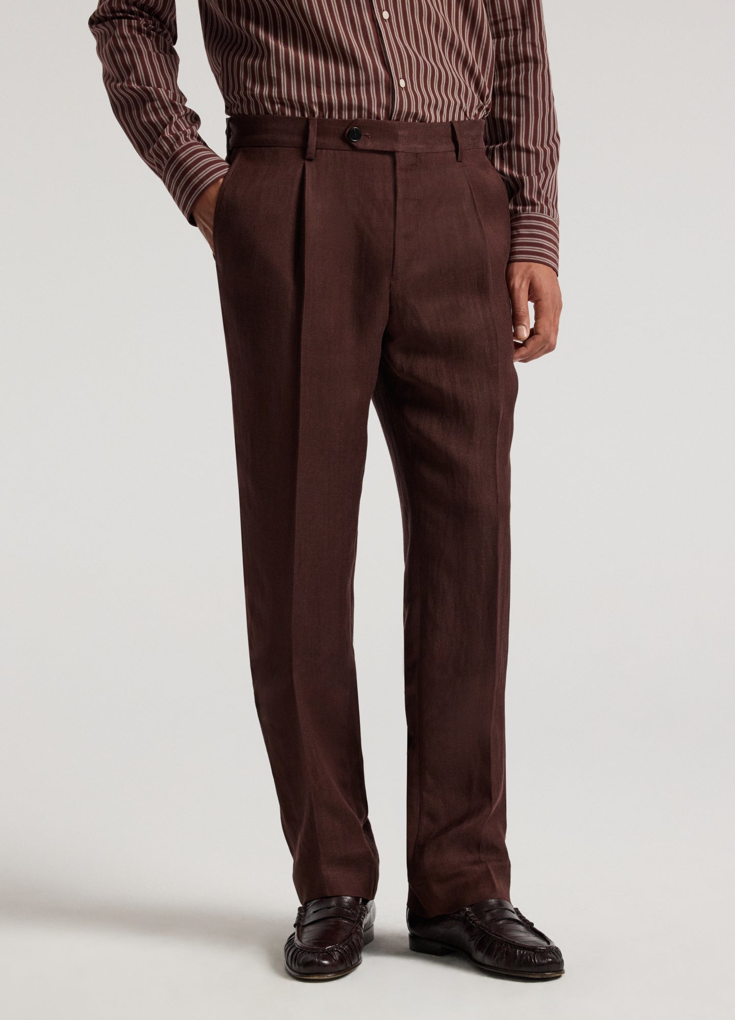 Twill Linen Blend Suit Pants Bourbon