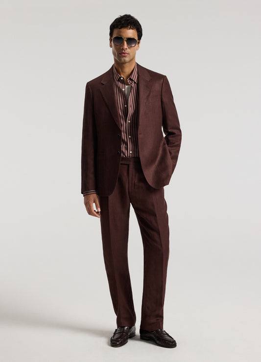 Twill Linen Blend Suit Pants Bourbon