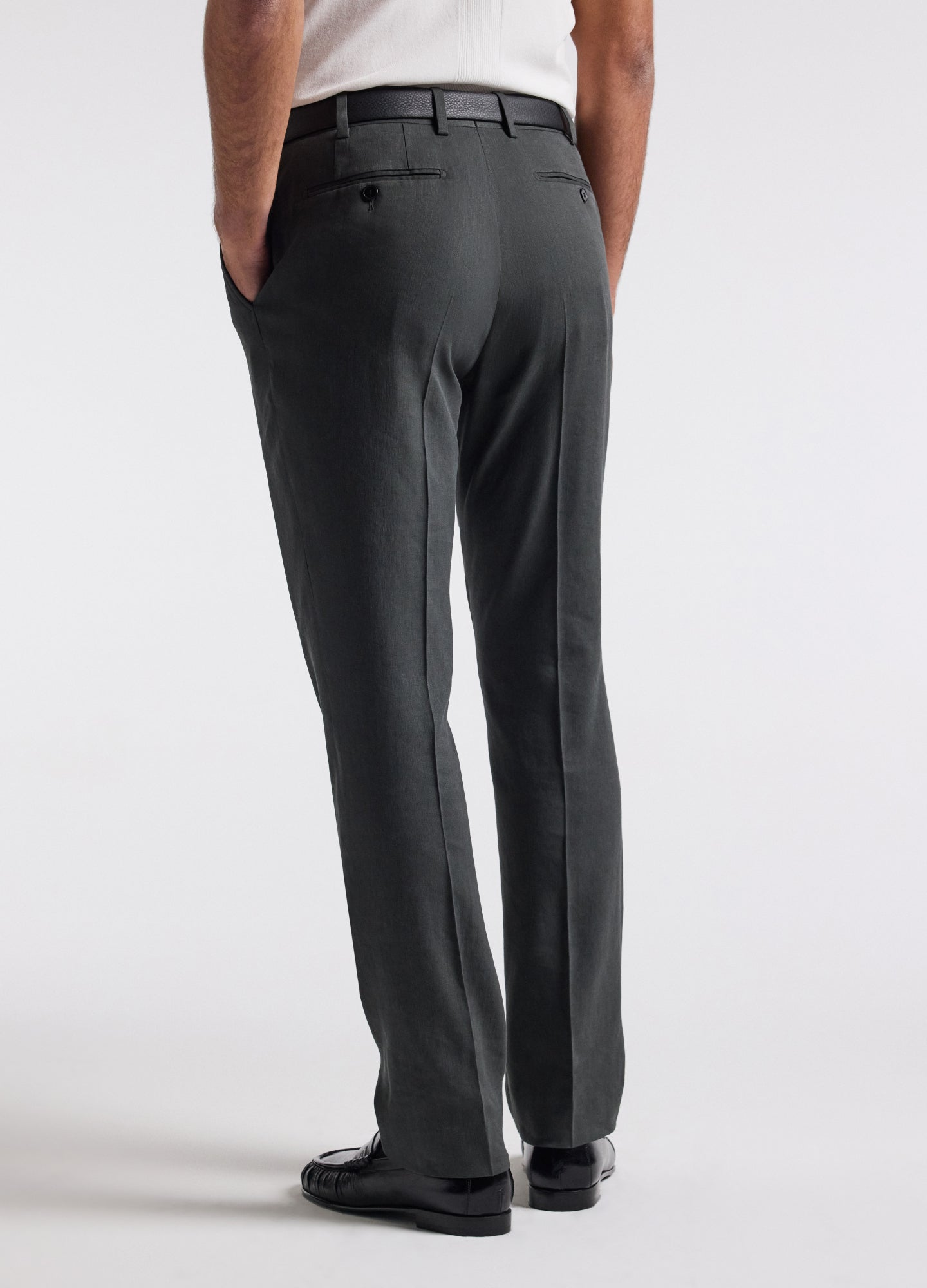 Stretch Linen Blend Suit Pants Moss
