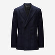 Double-Breasted Shadow Check Suit Jacket Navy