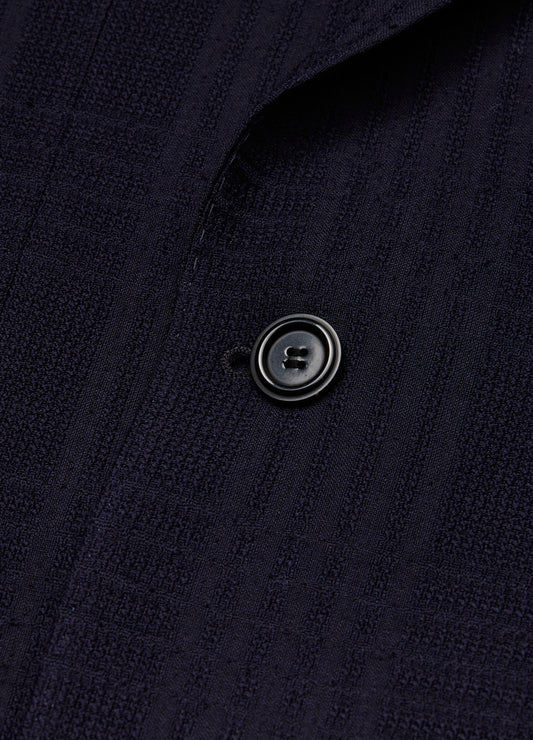Double-Breasted Shadow Check Suit Jacket Navy