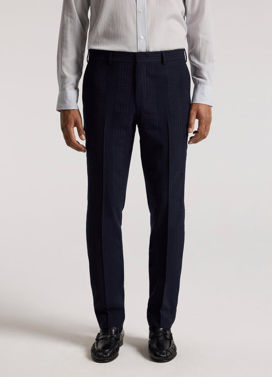 Tailored Shadow Check Suit Pants Navy