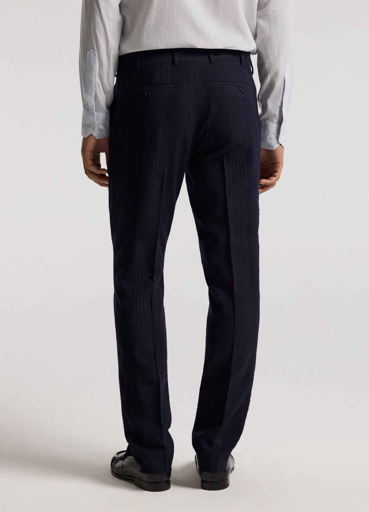 Tailored Shadow Check Suit Pants Navy