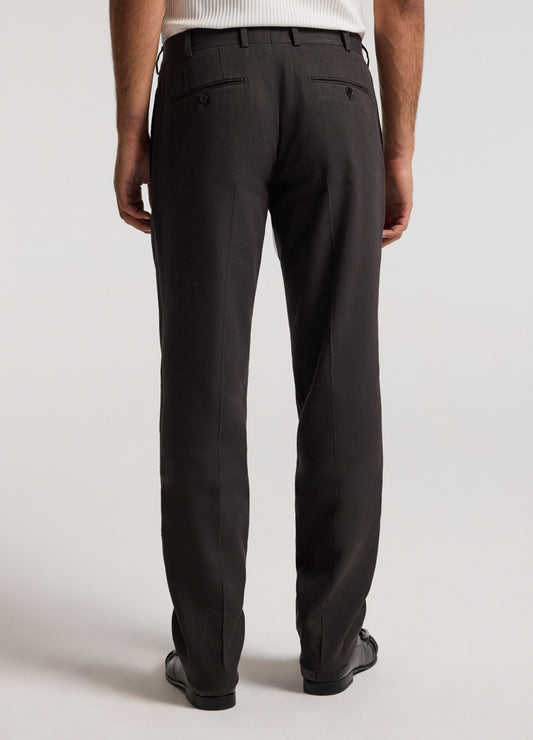 Straight Leg Linen Blend Suit Pants Chocolate