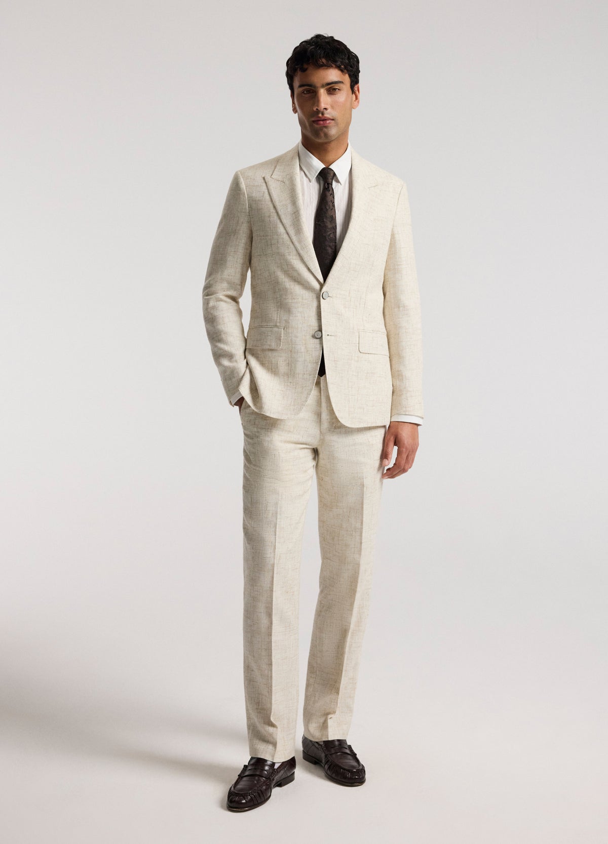 Tailored Crosshatch Suit Jacket Cream