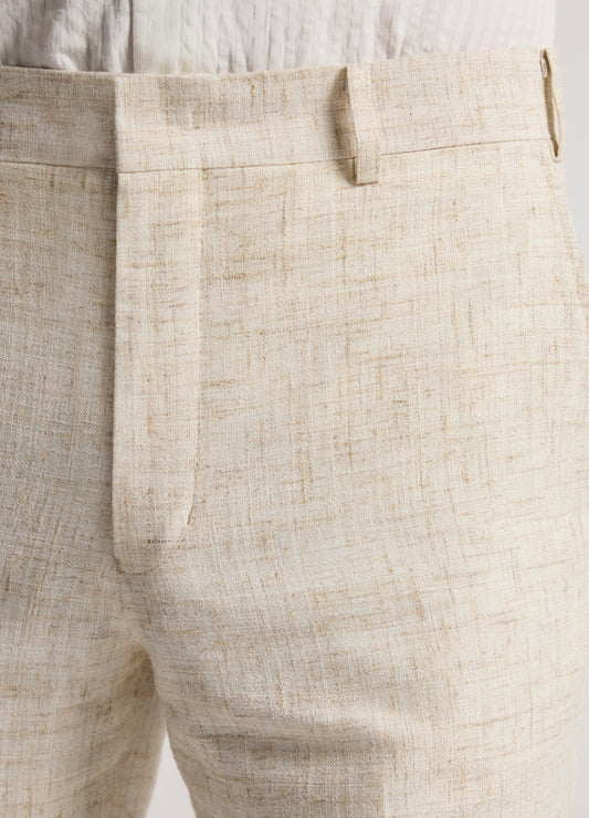 Tailored Crosshatch Suit Pants Cream