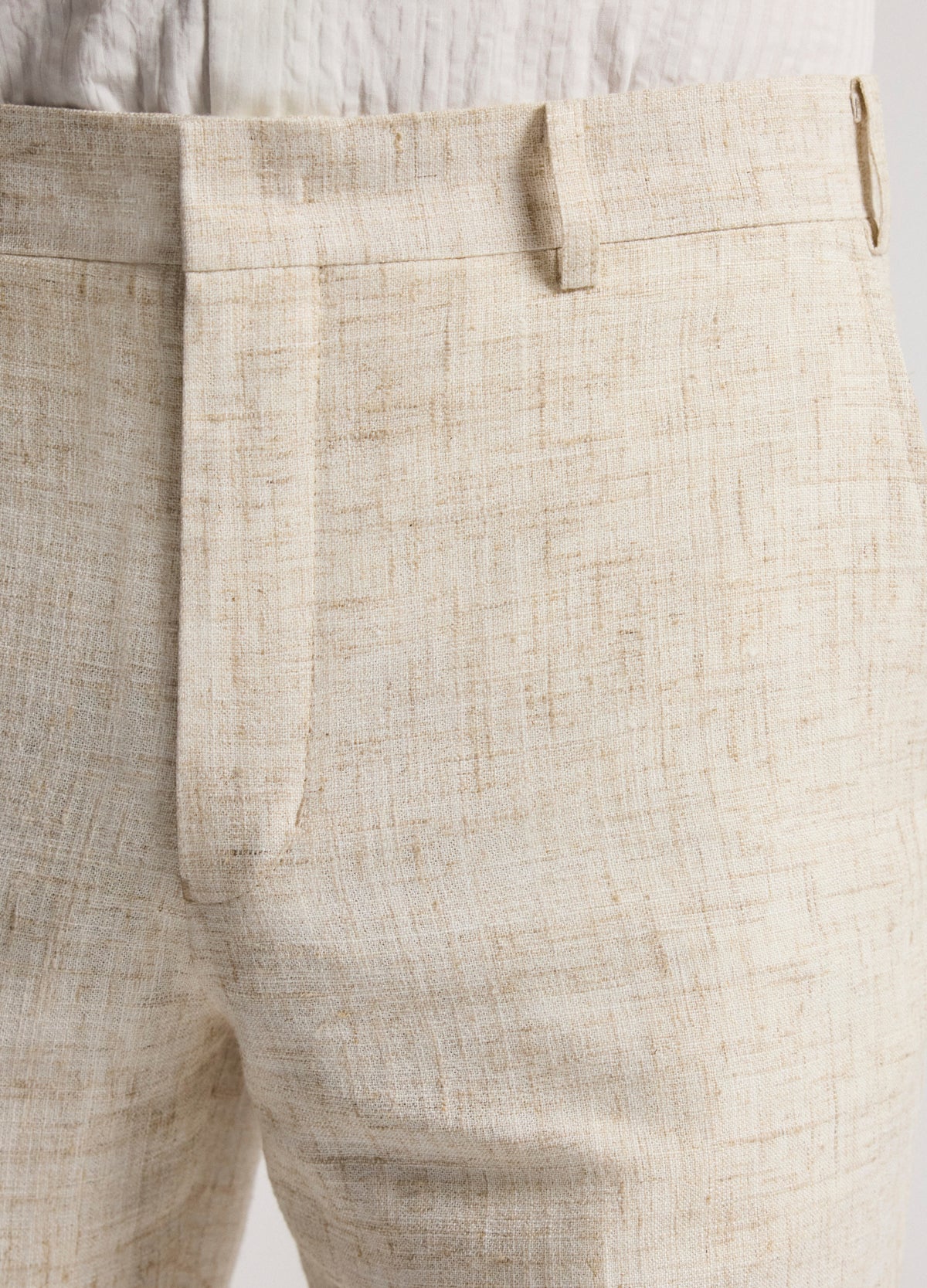 Tailored Crosshatch Suit Pants Cream