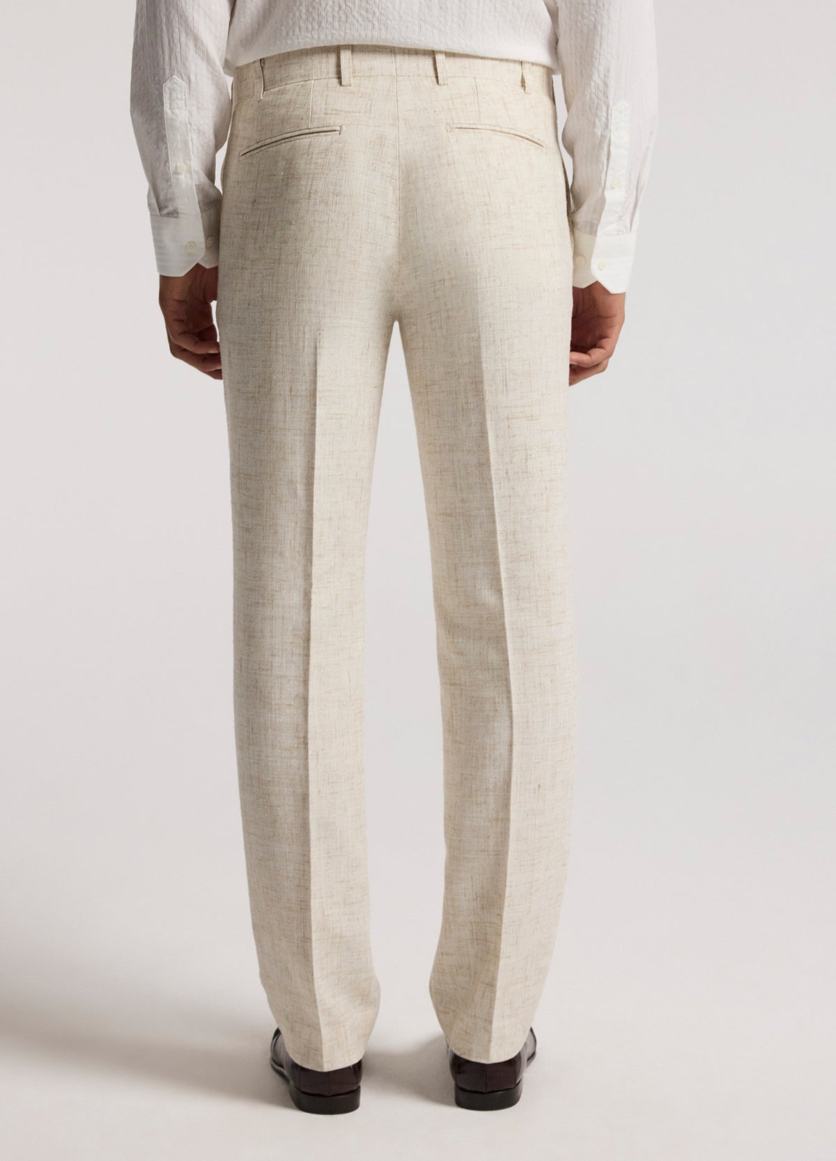 Tailored Crosshatch Suit Pants Cream