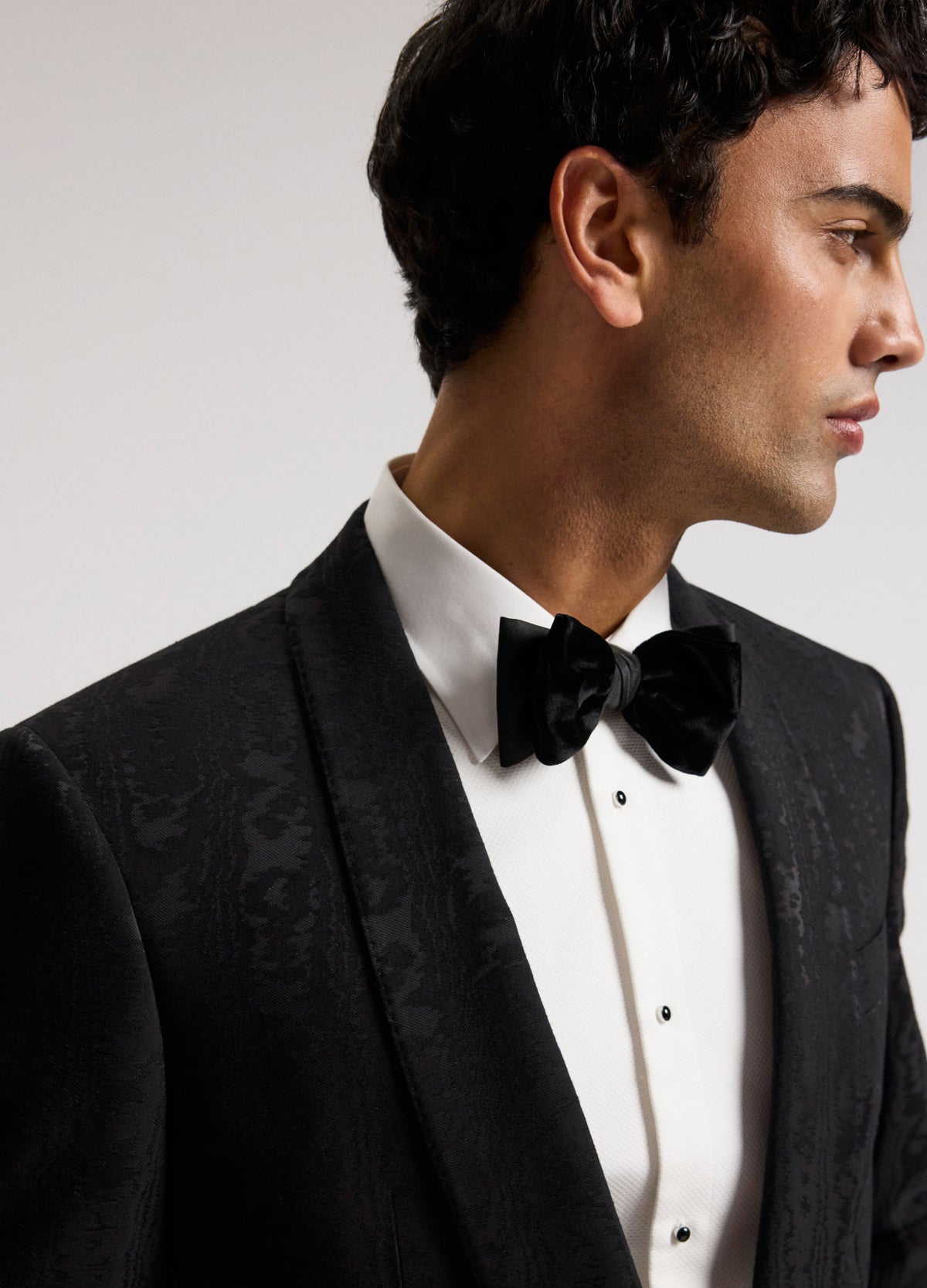 Jacquard Shawl Collar Tuxedo Jacket Black